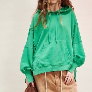 FREE PEOPLE CAMDEN HOODIE PULLOVER JOLLY RANCHER GREEN